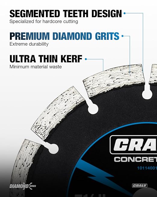 CRALY 5-1/2 Inch Super Thin Segmented Diamond Blade, 5/8 in Arbor, 5.5'' Diamond Stone Blade for Angle Grinder & Masonry Saw, Diamond Cutting Wheel for Cutting Concrete, Brick, Granite, Block, 2PC