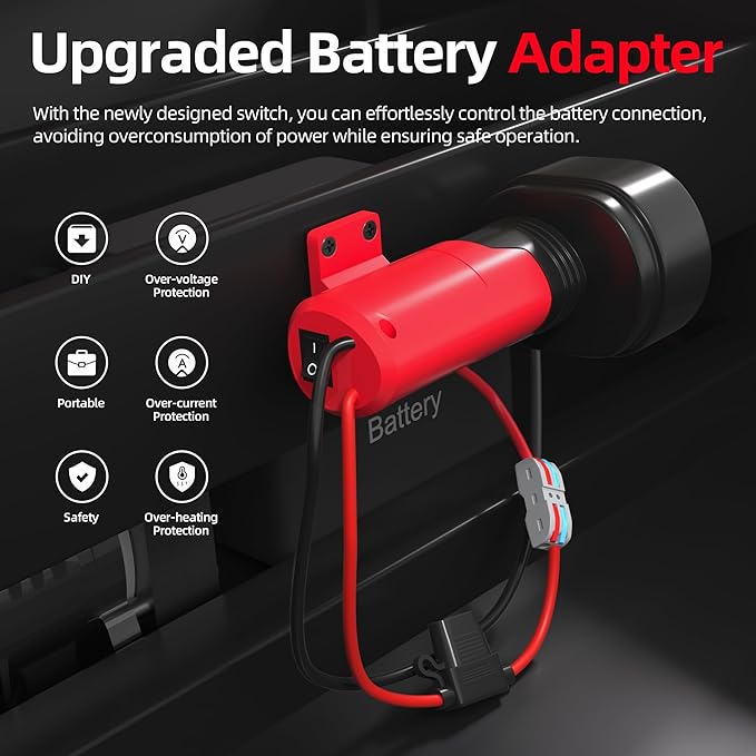 Battery Adapter 12V Adapter with Switch Power Wheels Battery Adapter 12 Gauge Wire for DIY RC Trucks Toys Robotics