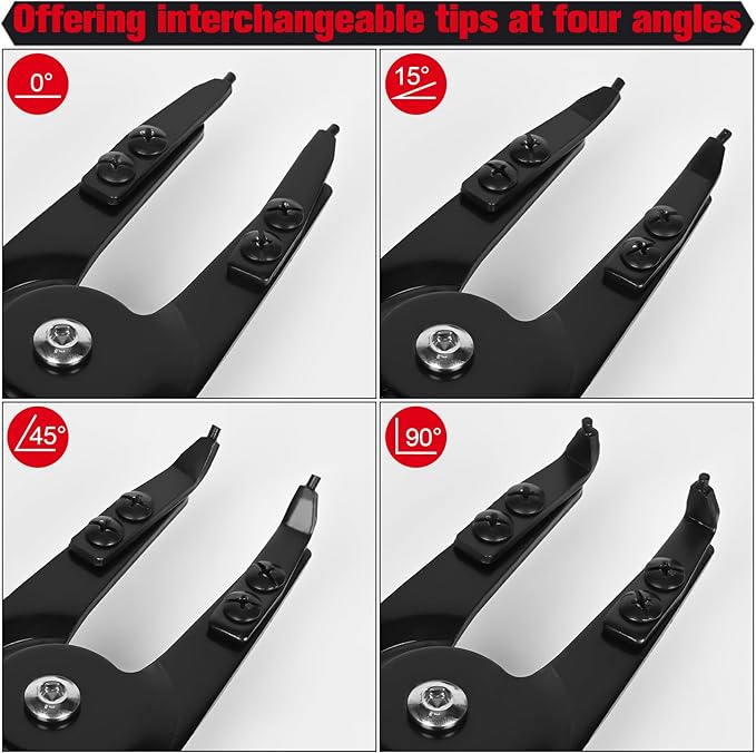 Snap Ring Pliers Set Heavy Duty - 2 PCS Large Heavy Duty Snap Ring Circlip Pliers 竊?6" Internal External Circlip Pliers Set with 45째 90째 Tips