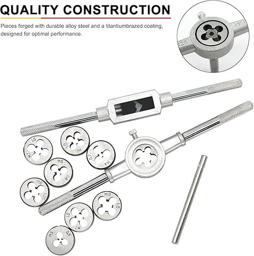 BeHappy 40PCS Tap and Die Set, Metric Size Standard M3 to M12, Threading Tool Set for Cutting External and Internal Threads with Adjustable Handles, Complete Accessories and Storage Case