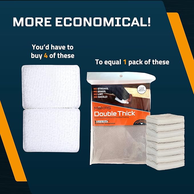 M훮KRS Double Thick Stain Pad, Cut-to-Size Staining Pads, 5-Pack, Lint, Snag, Streak-Free Applicator, Micro Brush Material, Wood Stains and Oil Based Finishes, Easy to Use with Consistent Application