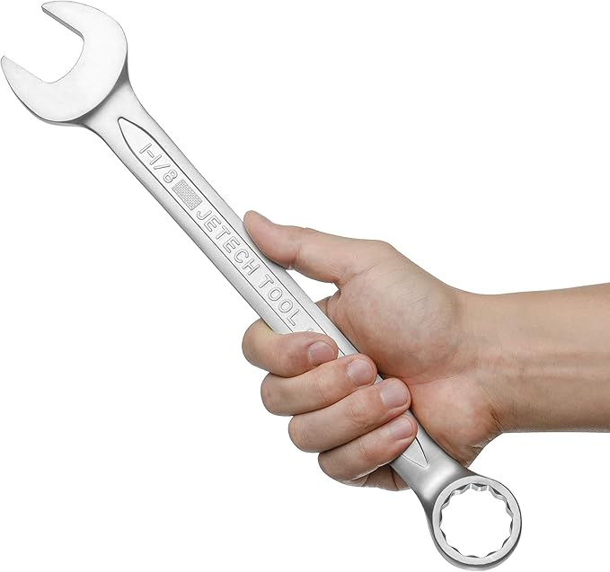 Jetech 1-1/8 Inch Combination Wrench - Industrial Grade Spanner with 12-Point Design, 15-Degree Offset, Durable Chrome Vanadium Steel, Forged, Heat-Treated, SAE