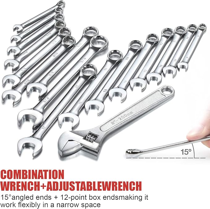 ARUCMIN 438-Piece Mechanics Tool Set with 3-Drawer Heavy Duty Metal Box Repair Tool Kit -02