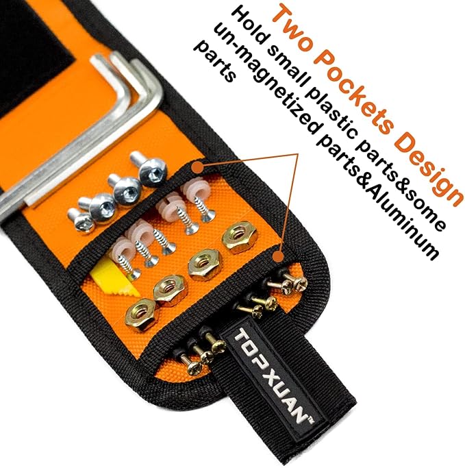 Magnetic Wristband Gifts for Men-Tool Belt for Holding Screws Nails Drilling Bits,with Magnets 15 Magnets for Carpenter DIY Handyman Compatible Woodworking Tools Dad, Husband, Grandpa