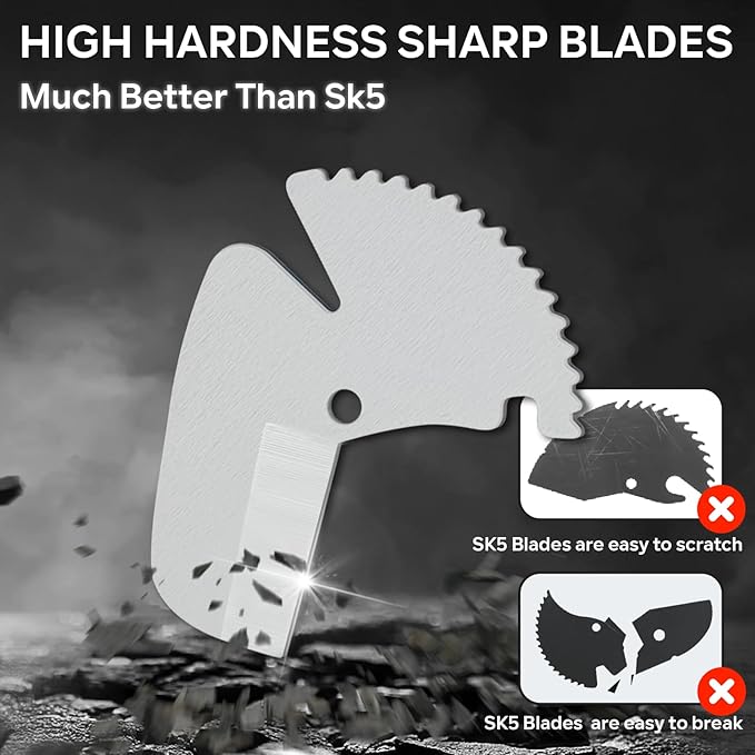 Kerry PVC Pipe Cutter, Up to 1-5/8" Ratcheting Heavy-Duty PEX POLY PE Plastic Hoses and Plumbing Tube Cutting Tool, Sharp Stainless Steel Blades, Thicken Aluminum Body Extended Handle