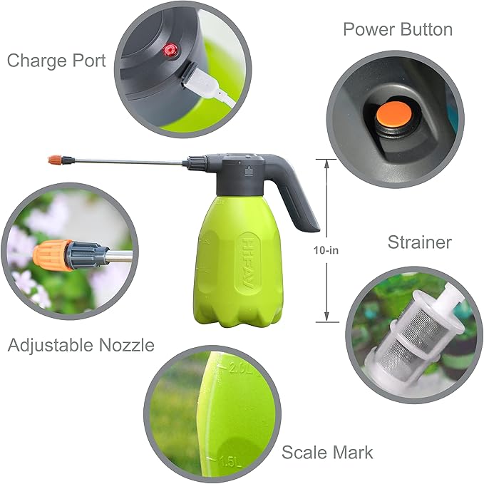 ES2-PRO Electric Spray Bottle 2L/0.5Gallon, Rechargeable Battery Powered Sprayer Spray 60 Bottles On a Single Charge, Automatic Plant Mister竊똏ump Sprayer,Indoor Watering Can for Plants