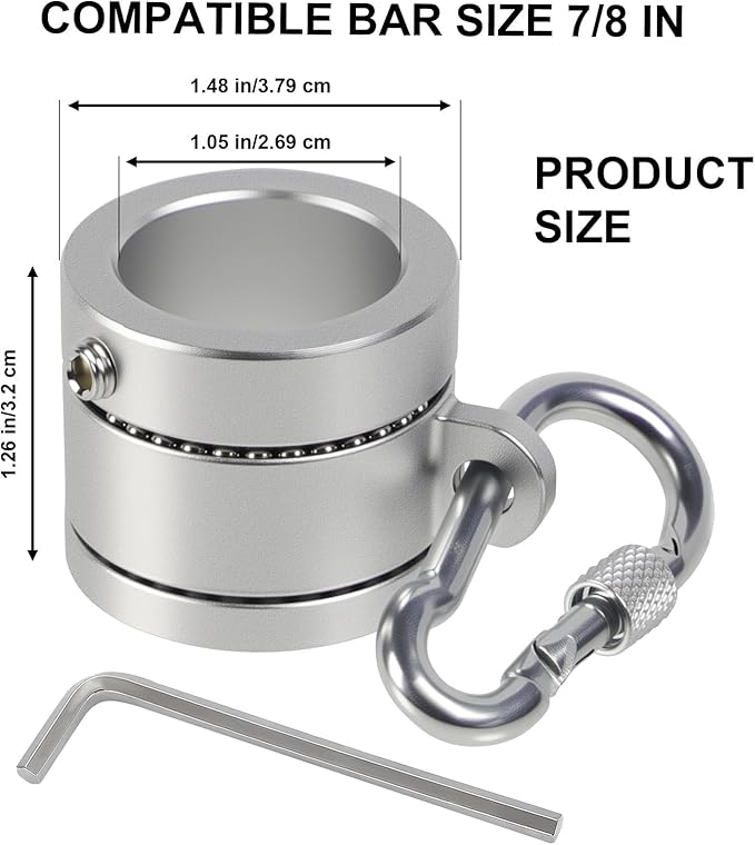 Sleever Bar Lock Collar 7/8, Sleever Bar Lock Collar with Tethering Attachment Point for Tool Lanyard, Compatible 7/8 Bar (Sliver)