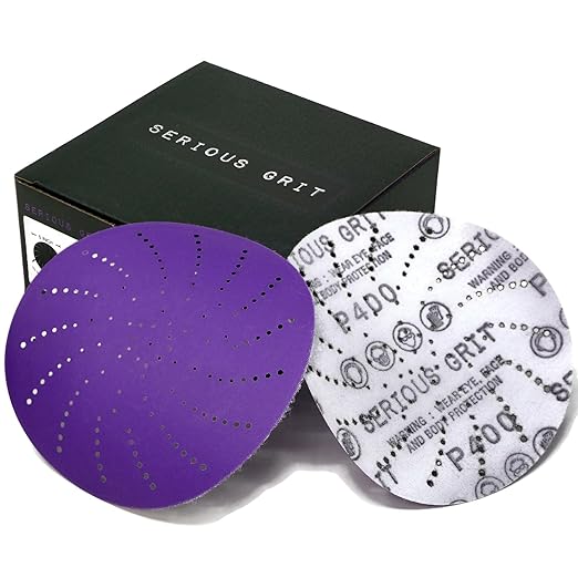 Serious Grit 5-Inch 400 Grit Ceramic Multi-Hole Hook & Loop Sanding Discs - Advanced Grain for Fast Cutting & Long Life - Film-Backed Universal Fit Sandpaper for 5-in Sanders - 50 Pack Box