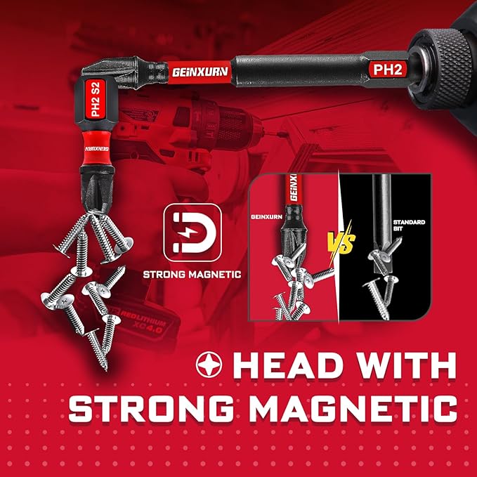 Impact Screwdriver Bits Set, 33 Pieces 3?쒶ulti Head Magnetic S2 Steel Driver Bits PH/SQ/Torx/Pozi With Red Soft Base