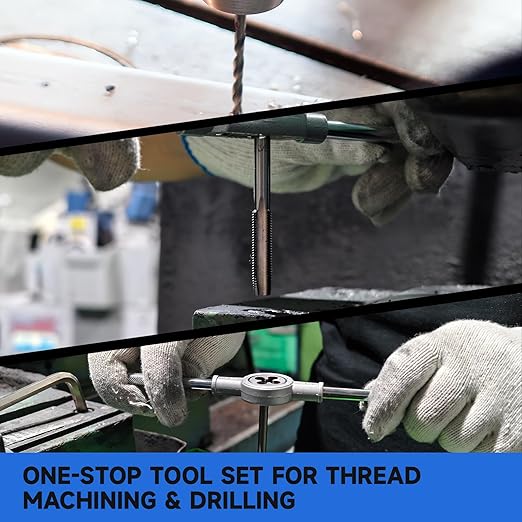 100pcs Combination Drill and Tap Set, Tap and Die Set in SAE and Metric Sizes Drill Bits for Cutting External and Internal Threading and Drilling Tools for Repairing Rethreading DIY with Accessories