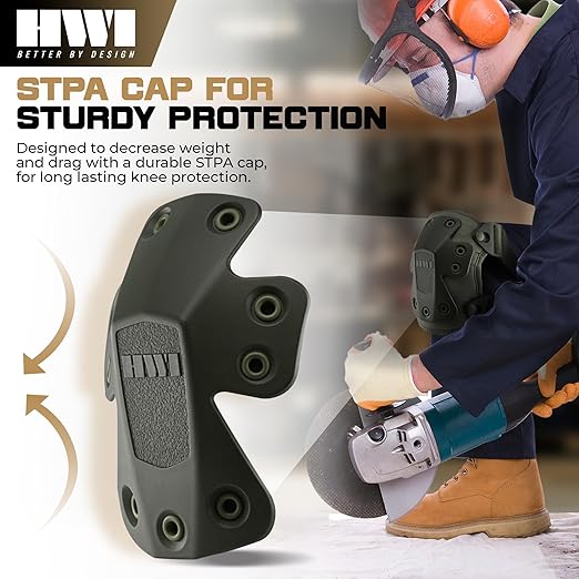 HWI Gear Next Generation Knee Pad for Protection: Combat, Mechanics, Construction, Hunting, Landscaping, Outdoor Survival, Heavy Duty Industrial Grade, Adjustable