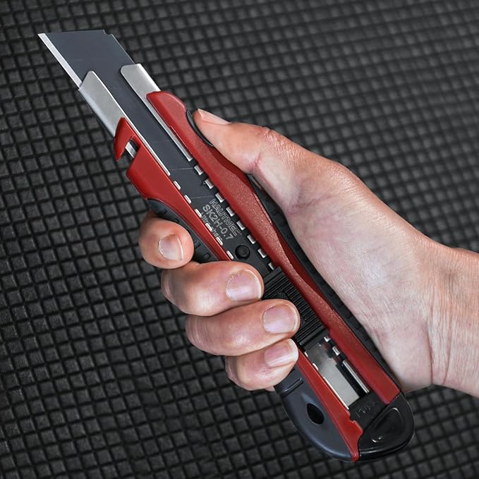HAUTMEC 25mm Utility Knife Set, Heavy Duty Auto-Lock, Retractable Box Cutter, Wire Stripper Design, with extra 10pcs Ultra sharp Snap-off Sharp Blades HT0205-KN
