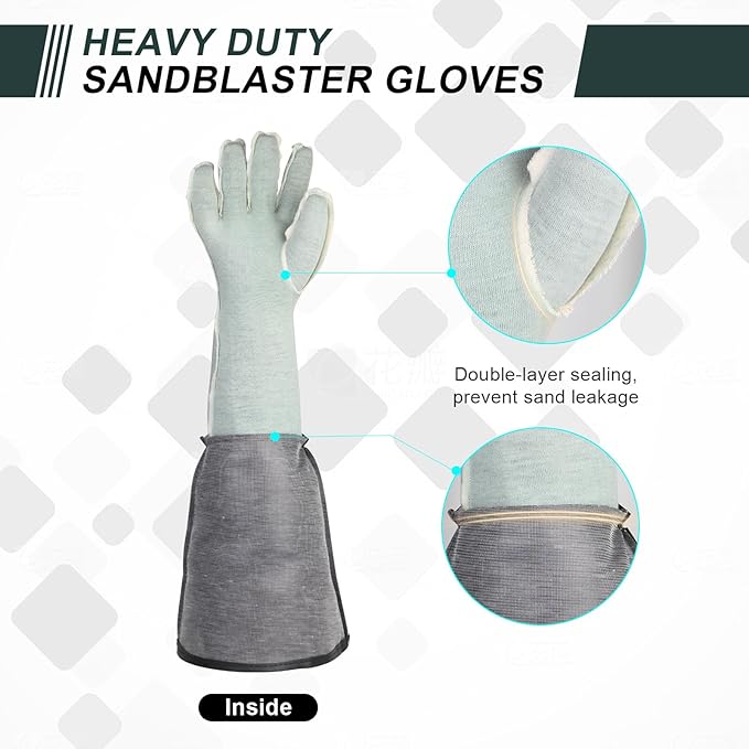 23.6" Blast Gloves for Abrasive Blasting Used on Sandblasting Sandblaster Sand Blast Cabinet