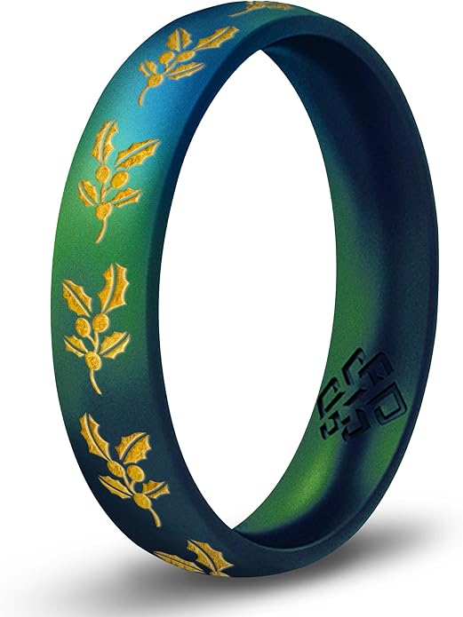 Knot Theory Birth Flower Silicone Ring for Women - 4mm Comfort Fit Wedding Band Engagement Ring