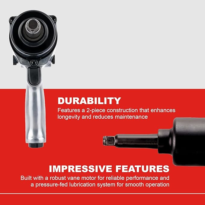 Ingersoll Rand 231HA-2 1/2" Air Impact Wrench, 2" Ext Anvil, Super Duty, 600 ft-lb Torque, Friction Ring Retainer, Pistol