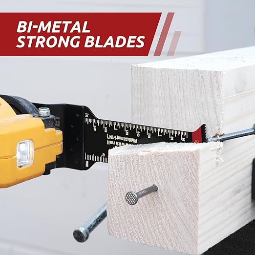 50 Pcs Bi-Metal Oscillating Saw Blades, Professional Curved Edge Multitool Blades for Wood with Nails, Metal, Wood, Oscillating Tool Blades Compatible with Dewalt Milwaukee Bosch Ryobi