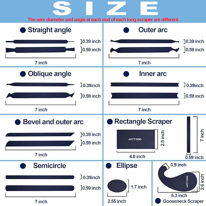 New Cabinet Scraper Cards with 16 shapes,Cabinet Scraper for multi-functional engraving,deburring,polishing,contour sanding,Card Scraper Tool for precision machining and confined spaces