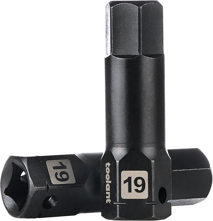 toolant 1/2" drive 19mm impact hex bit socket set 2PCS, Hex Drive, S2 Steel Air Drive Allen Socket set,Impact Grade竊똀nti-Roll Design
