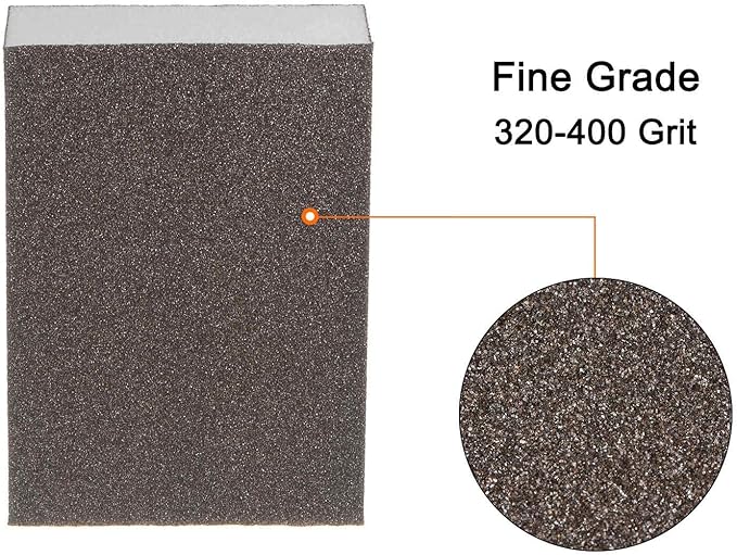 HARFINGTON 10pcs Fine Sanding Sponge Blocks 320-400 Grit Foam Sanding Block for Polishing Kitchen Metal Wood Drywall, 100x70x25mm