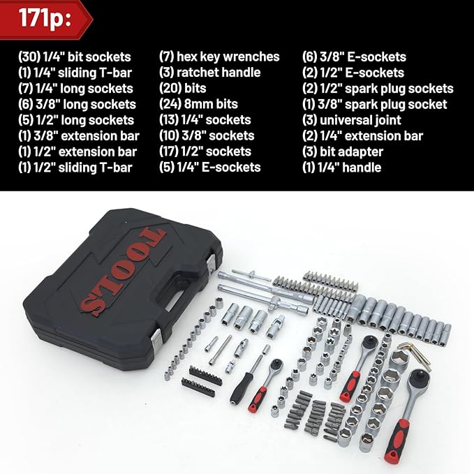 Ultimate Sockets Set Comprehensive Hand Tool Set Perfect for Home Essentials College Dorm Car Emergency Kit Ideal Apartment Essentials & Men?셲 Tools Gift