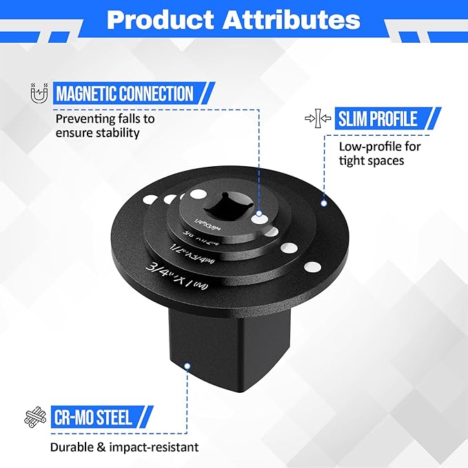 4PCS Low Profile Socket Adapter Set, Drive Ratchet Adapter for Tight Spaces 3/4" to 1", 1/2" to 3/4", 3/8" to 1/2", 1/4" to 3/8"