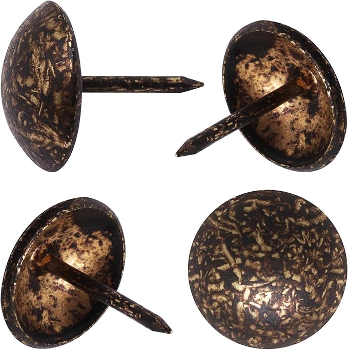YuGtcen 100pcs Upholstery Tacks for Furniture, Decorative Nails Thumb Tacks Metal Upholstery Nails for Wood Pins Vintage Furniture Tack (16x20mm, Antique Bronze)