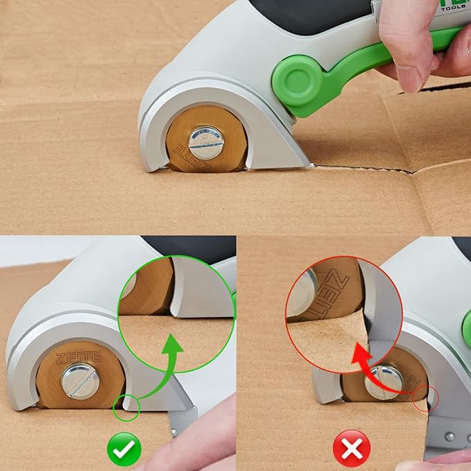 ZEITE 4V Cordless Scissors,Electric Cardboard Box Cutter with Titanium Coated HSS Blades,Ideal for Leather Carpet Fabric Cutting,Stocking Stuffers for Men Gifts Christmas,Storage Case