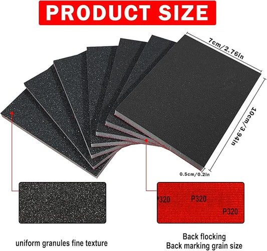 20PCS 3 x 4 Inch 2000 Grit Sanding Sponge, Ultra Fine Sanding Sponges Pads, Soft Foam Hand Sanding Block Dry Wet Sandpaper Blocks for Model Drywall Metal Wood Furniture Polishing