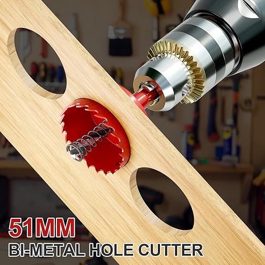 2" (51mm) Bi-Metal M42 High Speed Steel Hole Saw with Pilot Drill Bit, Smooth Cutting Edge for PVC, Drywall, Wood, Plastic, Gypsum Board, Rubber, Thin Metal