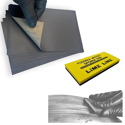 LiME LiNE Sanding Sheets 25 Pack, Automotive Grade Silicon Carbide Wet or Dry Sand Paper (Combo with Sanding Pad)