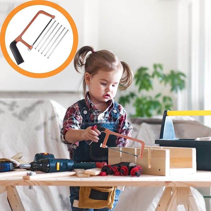 Angoily Mini Hacksaw for Kids Comfortable Grip Hand Saw for Woodworking Small Junior Hacksaw Tool for Diy Projects and Crafts