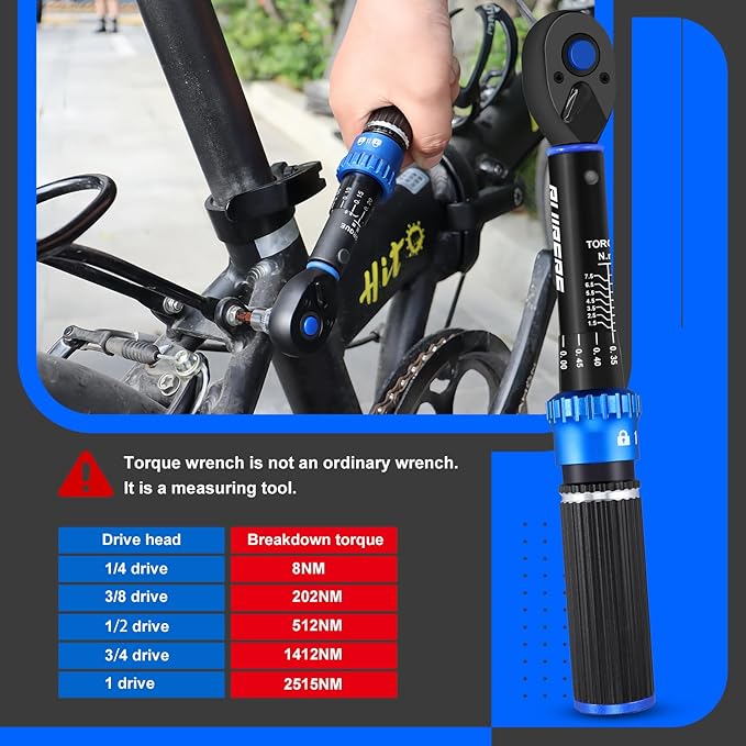 1/4" Drive Small Torque Wrench 1-8 Nm (8.85-70.8 in lb) 짹3% Precision, Dual-Direction 72-Tooth Click Torque Wrench for Bicycle, Electronics, Small Engine Repair, and Delicate Fasteners