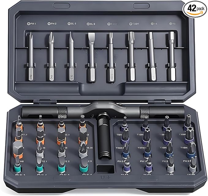 42 in 1 Ratchet Screwdriver Set, Magnetic Screwdriver Set, DIY Multi Bit Magnetic Drive Set with Detachable Ratchet Handle, Portable Compact Repair Tool Kit for Furniture Computer Bicycle