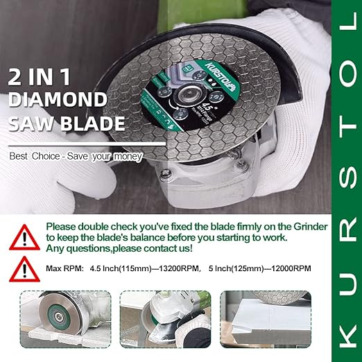 Tile Diamond Saw Blade - 5pcs 4"/105mm Dual-Purpose Diamond Cutting Disc,Angel Grinder Blade Arbor 5/8"-11 Thread for Cutting and Grinding Ceramic Tiles,Porcelain,Granite,Marble