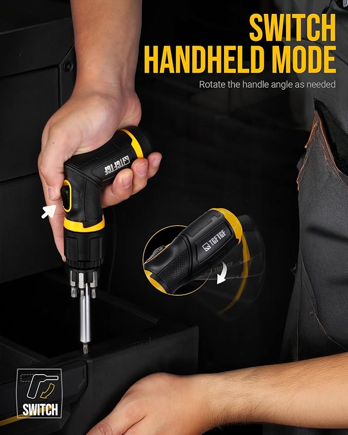 13 IN 1 Magnetic Ratcheting Screwdriver, 5X Speed Drive, 12PCS Bits Included,Torx PH SL, Ergonomic Handle Design with Adjustable Angle, End Storage Cap, for Motorcycle,Bicycle, Home Maintenance