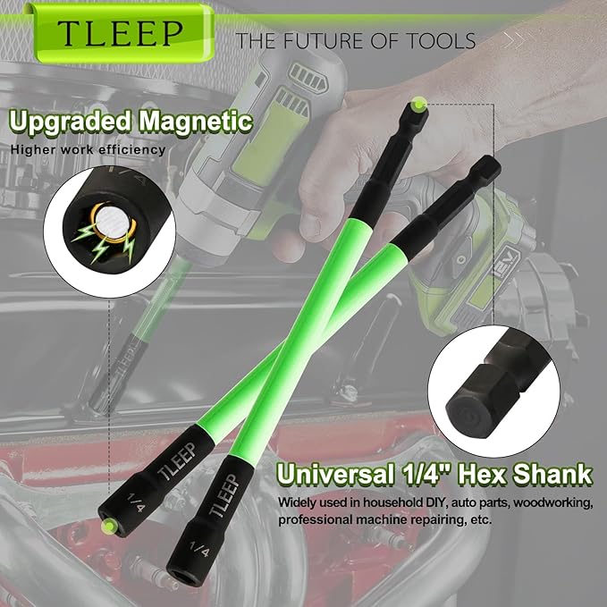 150MM 1/4" Magnetic Power Nut Driver Set for Impact Drill, 1/4" Hex Head Drill Bit Set SAE Screwdriver Socket Set, Chrome Vanadium Steel Quick Change Chuck Socket Wrench Nut Setters