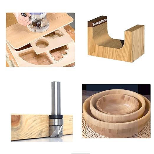 Bowl & Tray Pattern Flush Trim Router Bit 1/2 Shank, 3-Flute, 3/16" Radius, 3/4" Dia, 5/8" Height, Carbide Head Round Nose Cove Juice Groove Router Bit, for Making Wood Bowls/Trimming