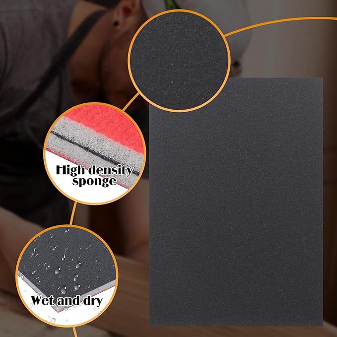 20 Pcs 800 Grit Sanding Sponge, Wet Dry Sanding Block Sandpaper Sponge, Soft Foam Sand Block Washable & Reusable Sanding Pads for Metal Wood Drywall Polishing