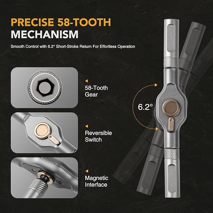 BoxedHome 24 in 1 Magnetic Ratchet Screwdriver Set, Multi Bit Precision Screwdriver Kit with Detachable T Handle for Computer, Electronics, Furniture and Bike Repair