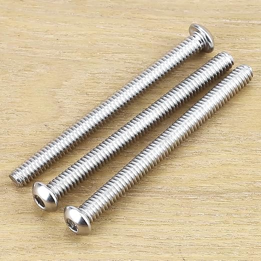 1/4-20 x 3 Button Head Socket Cap Bolts Screws, 304 Stainless Steel 18-8, Allen Hex Drive, Bright Finish, Fully Machine Thread, Pack of 10
