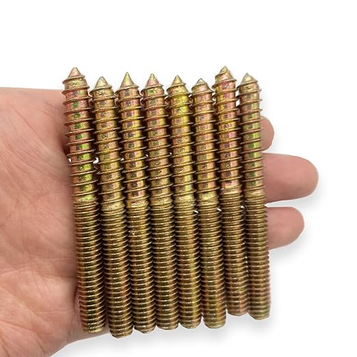 12 Pack 5/16-18 x 3 Inch Hanger Bolts 5/16-18" Double Headed Bolts 5/16 Wood Dowel Screw Self-Tapping Screw Hanger Bolts for Furniture Double Head Threaded Rods Bolt 75mm Length
