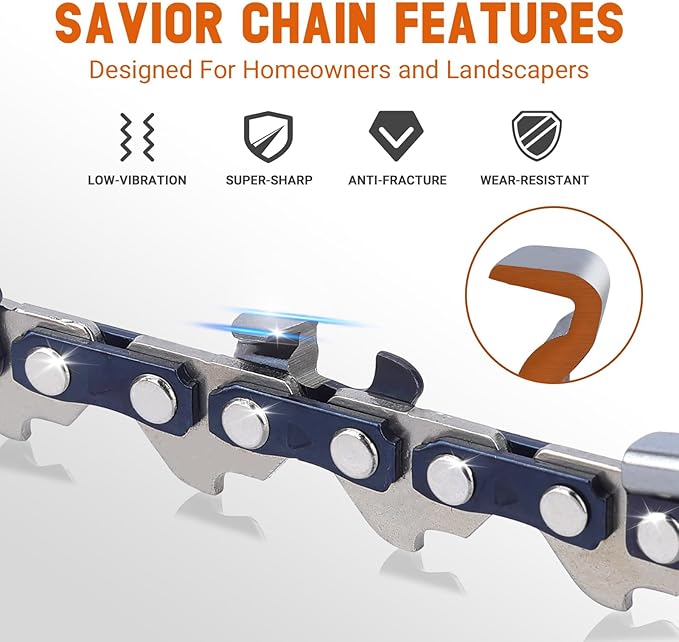 Savior 3PC 10 Inch Pole Saw Chain for Stihl 71PMM3 56, 1/4" Pitch .043" Gauge 56 Drive Links Chainsaw Chain for MSA120 C-B Pole Saw, fot 3005 008 3403 10-Inch Guide Bar(3 Chains)