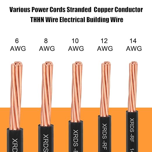 XRDS-RF THHN Wire 15FT, 8AWG Stranded Copper THHN Electrical Wire, Black Nylon-Coated Thermoplastic Insulated Cable for Indoor Conduit Wiring, 600V Rated