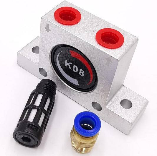 K 1/4'' K8 Thread Pneumatic Vibrator Power Concrete Vibrator Ball Type Aluminum Alloy Air Turbine Oscillator with Silencer