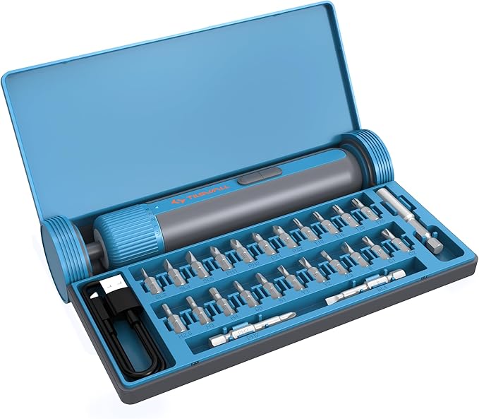 Tilswall 4V Electric Screwdriver Cordless, 10N.m High Torque /260 RPM, Cordless Screwdriver with 4-Level Control, 2200mAh USB-C Fast Charging, with 25pc S2 Steel Bits for DIY and Home Repairs (Blue)