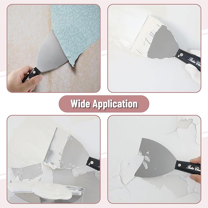 Bates 4-Inch Carbon Steel Putty Knife - Flexible Metal Scraper for Drywall, Spackle, and Paint - Wall Scraper Tool