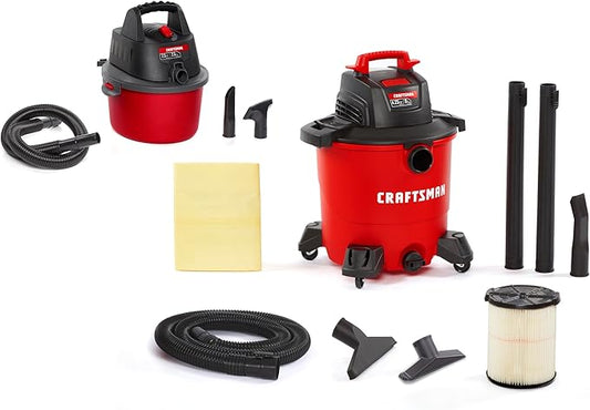 CRAFTSMAN CMXEVBE17590 9 Gal. 4.25 Peak HP Wet Dry Vac with Filter, Dust Bag, Hose, Attachments CMXEVBE17250 2.5 Gal. 2.5 Peak HP Portable Vac with Filter Bag, Hose and Attachments