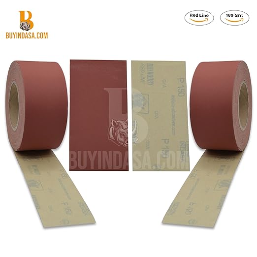 Indasa 2.75" PSA Sandpaper Roll - 27 Yard Rhynostick180-Grit Long Continuous Roll, Self-Adhesive Stickyback Sand Paper for Woodworking, Automotive, Metal (Aluminum Oxide Plus Lubricant)