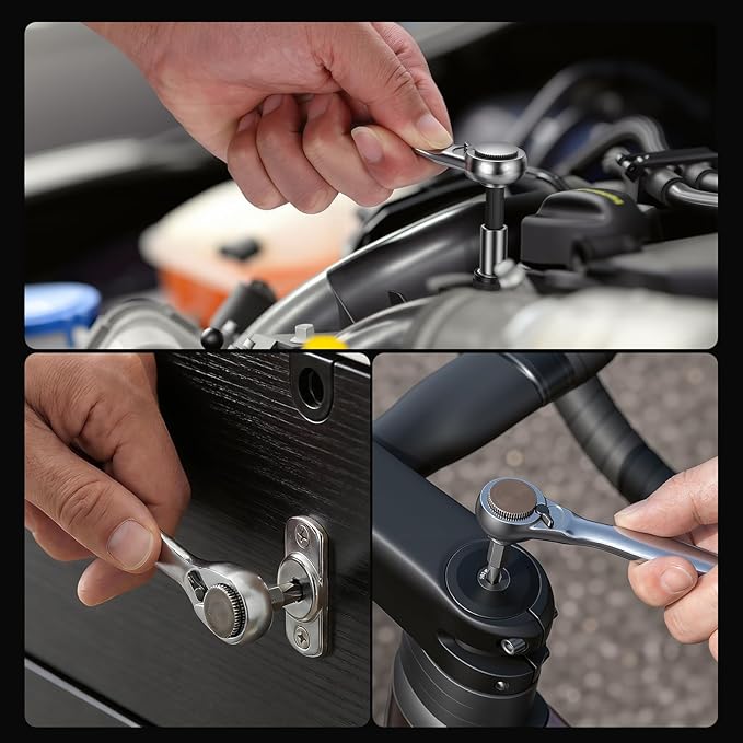Katerk 28 in 1 Magnetic Screwdriver Set, 90 Degree Offset Ratcheting Wrench, Mini Ratchet Wrench Set, Right Angle Ratcheting Screwdriver Set and Bit with Metric Socket Set for Tight Spaces