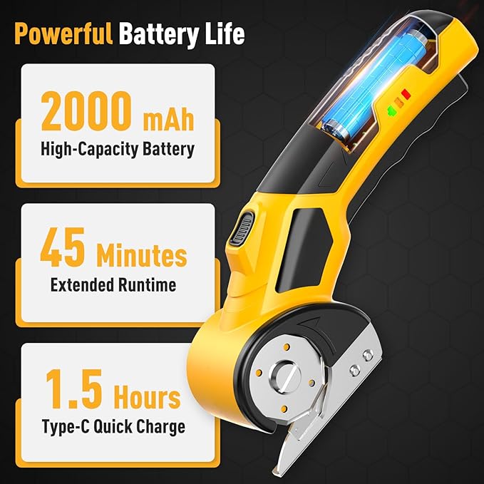 Electric Cardboard Cutter, Electric Box Cutter with 4V 2000mAh Rechargeable Battery, 0.23inch Cutting Thickness for Cardboard, Boxes & Crafting, with Extra Blade